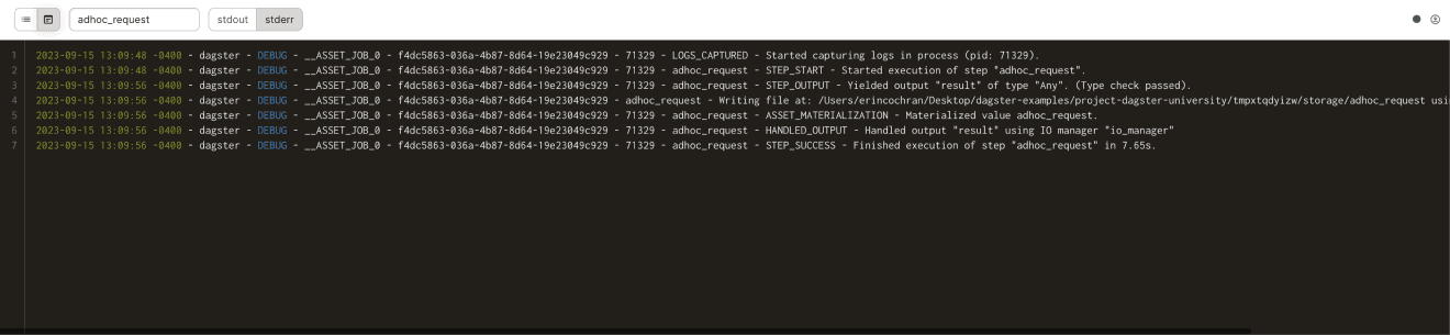 Raw compute logs in the Run details page